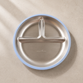divided stainless steel toddler plate blue