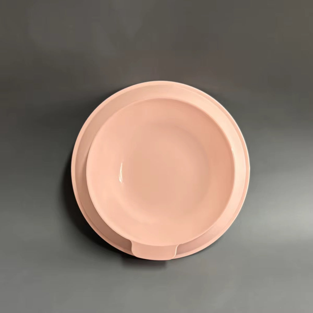 Stainless steel divided silicone suction base for baby and toddler feeding in the colour petal 