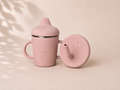 Stainless steel sippy up with silicone sippy lid and straw and silicone easy grip handles 